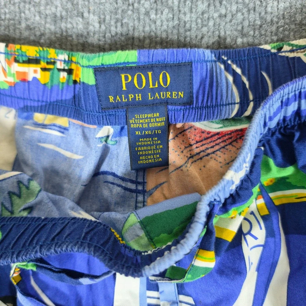 Polo Ralph Lauren Riviera Du Port Sleep Shorts Mens XL Blue Graphic Racing Sail